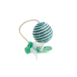 AniOne Jouet Balle en sisal avec plume 6 cm^ Cannes À Pêche