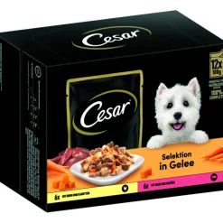 Cesar Multipack en gelée à la carotte, au poulet, au bœuf et aux légumes 4 x 12 x 100 g^ Nourriture Humide