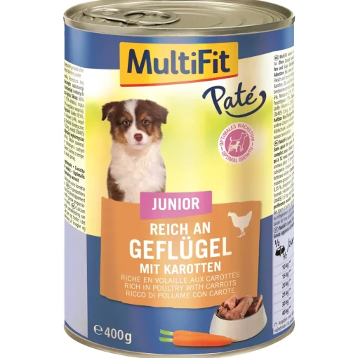 MultiFit Junior Pate Volaille et carottes 6x400 g^ Nourriture Humide|Nourriture