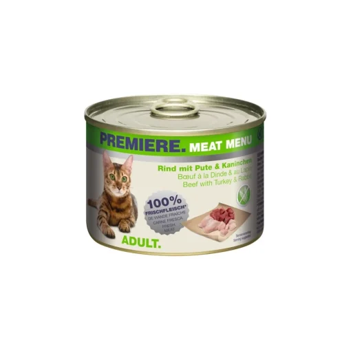 PREMIERE Meat Menu Adult Bœuf à la dinde et au lapin 6x200 g^ Nourriture Humide