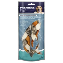 PREMIERE Tresse à mâcher en peau de poisson et en peau brute de bœuf 130 g^ Friandises