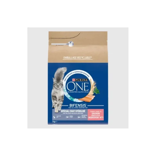 Purina ONE Croquettes pour Chat Stérilisé au Saumon et au Blé 3 kg^ Croquettes Pour Chat