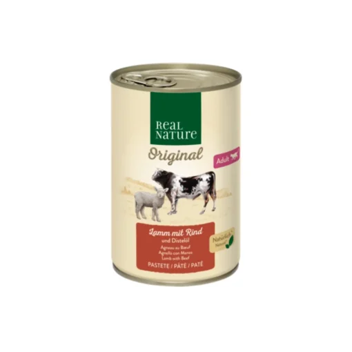 REAL NATURE Adult agneau au bœuf et à l’huile de chardon 6x400 g^ Nourriture Humide