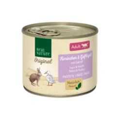 REAL NATURE Original nourriture humide pour chat, Adulte lapin et volaille à l’huile de lin 6x200 g^ Nourriture Humide