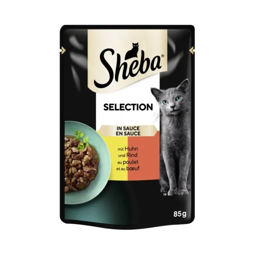 Sheba Selection en sauce au poulet et au bœuf 28 x 85 g^ Nourriture Humide