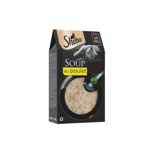 Sheba Soupe Sachets fraîcheur aux filets de Poulet pour Chat 4x40g^ Nourriture Humide