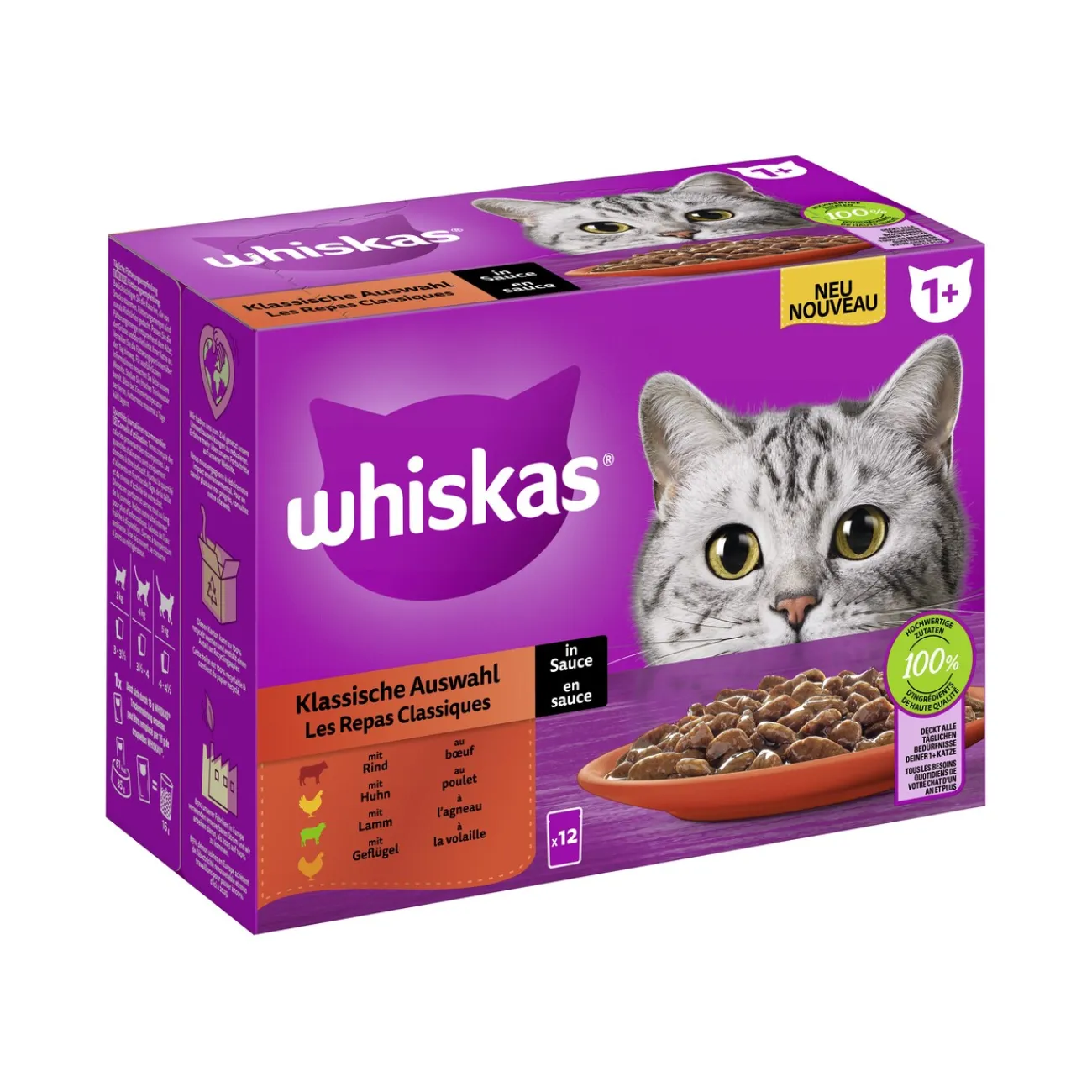 Whiskas Multipack 1+ Sélection classique en sauce 12x85 g^ Nourriture Humide