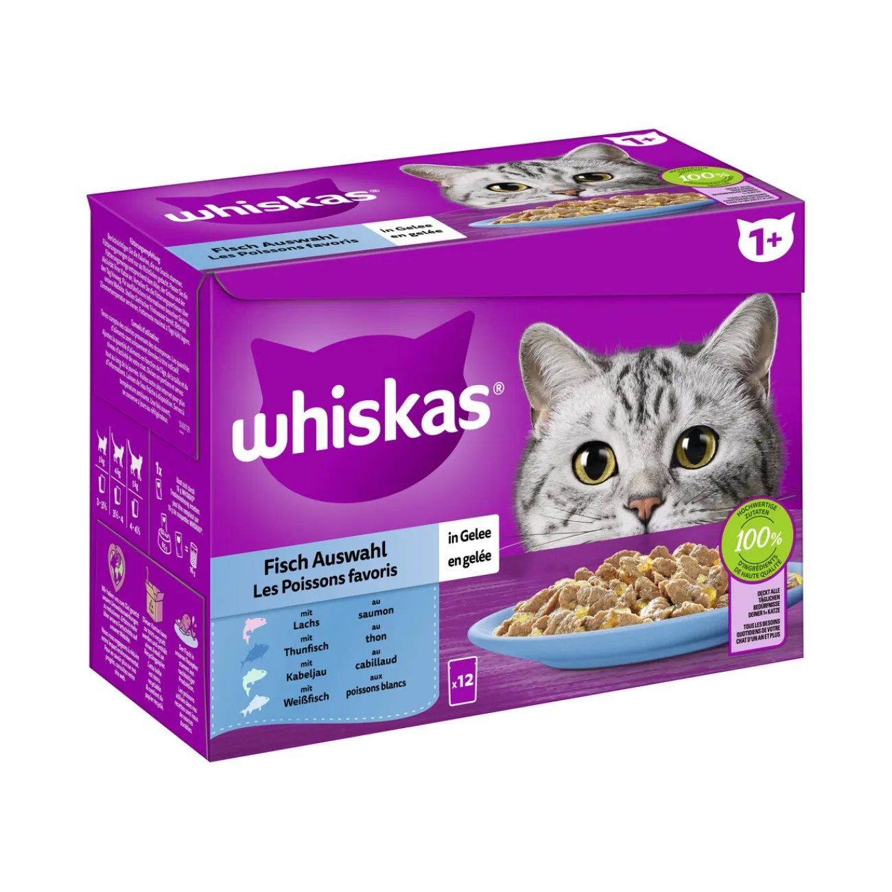 Whiskas Multipack 1+ Sélection de poisson en gelée 12 x 85 g^ Nourriture Humide