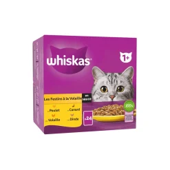 Whiskas Sachets fraîcheur Les Festins à la Volaille en sauce 4 variétés pour chat adulte 24x85g^ Nourriture Humide